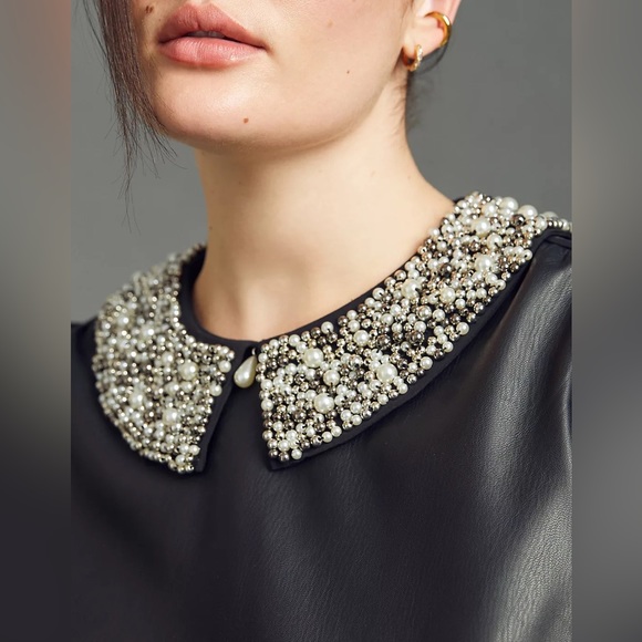 New Women’s Maeve Faux Leather Puff-Sleeve Blouse By Anthropologie!!🔥🔥🔥 - Picture 7 of 16